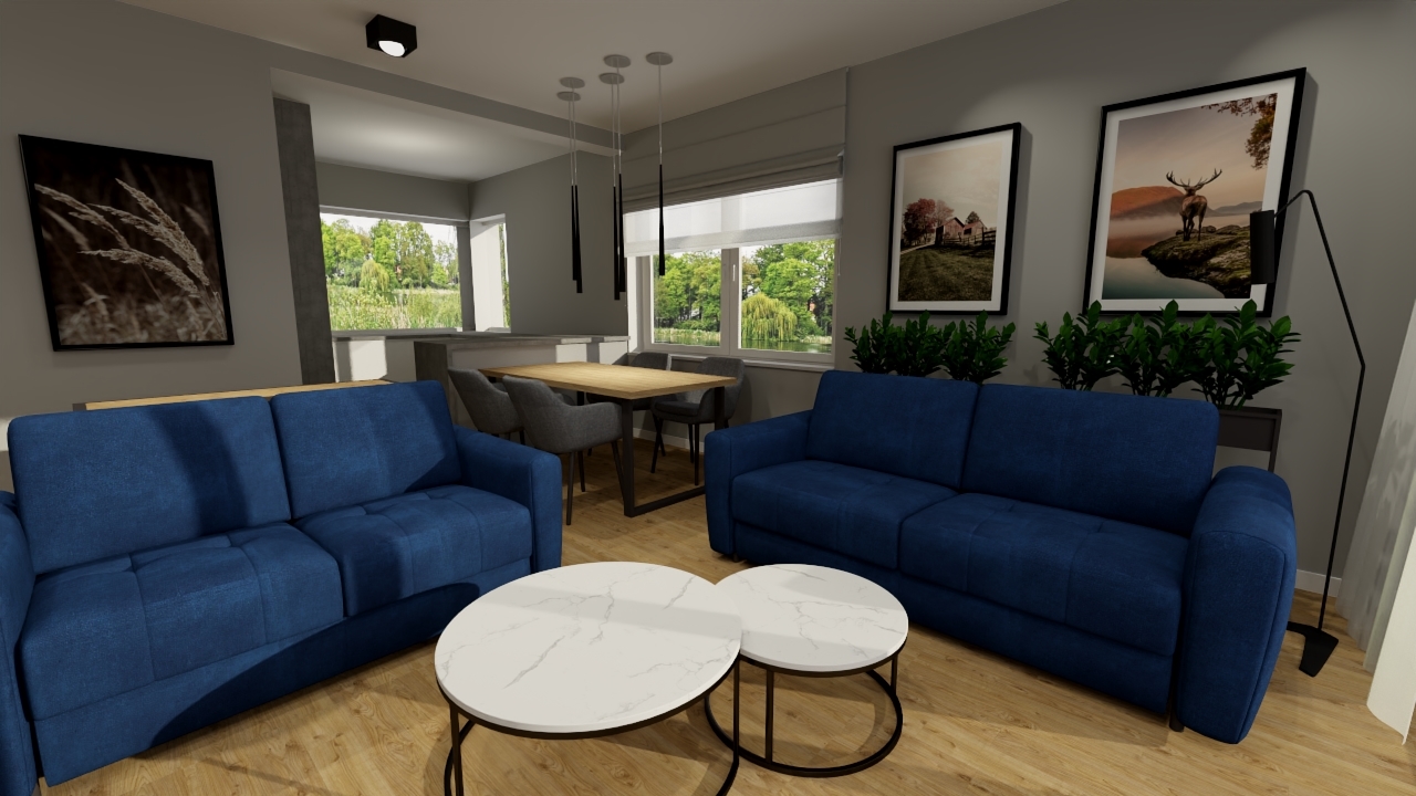 Salona w domku granat drewno czerń (4)