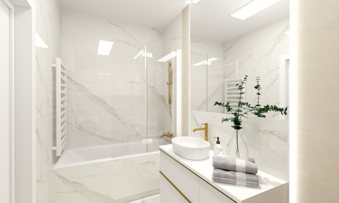 Łazienka marmur beż złoto (1)